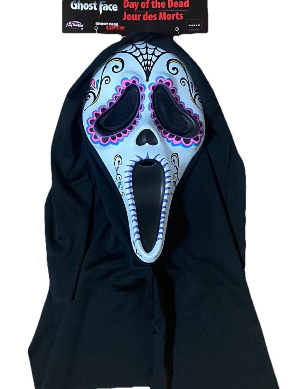Day of the Dead Ghost Face White Scream Mask Fun World Halloween Horror Rare